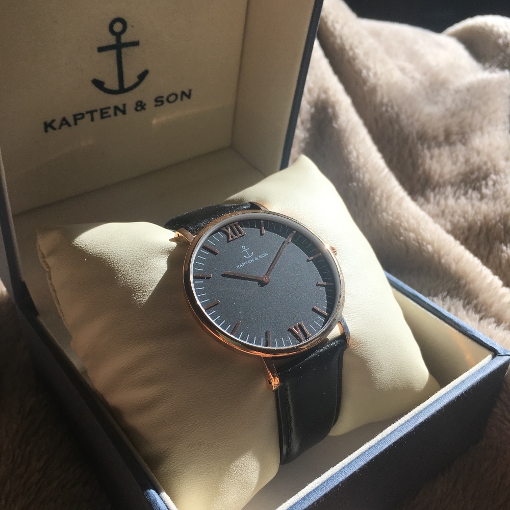 Kapten & Son Leather and Rosegold Watch